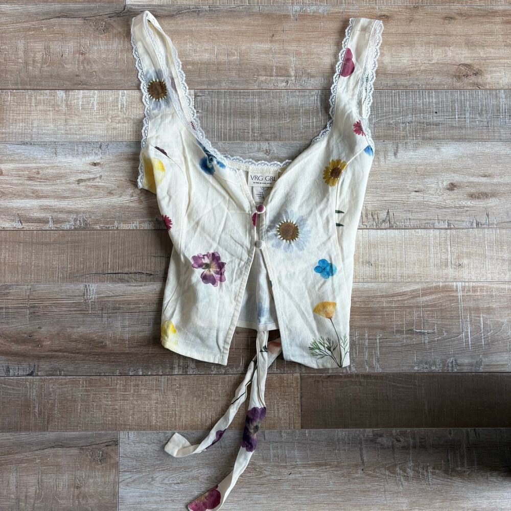 Floral Lace-Trimmed Blouse